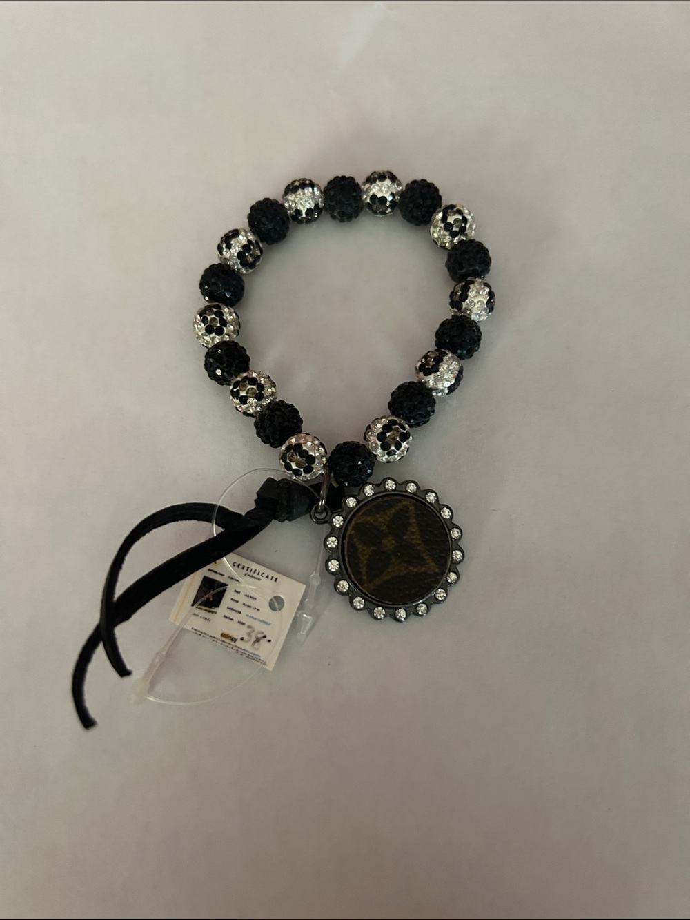 Black and Silver Beaded Pendant Bracelet - Designer Style